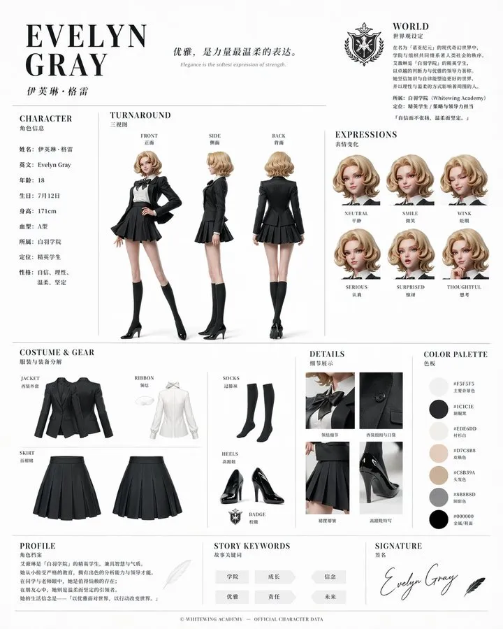 4x4 grid of anime character showing 16 different facial expressions