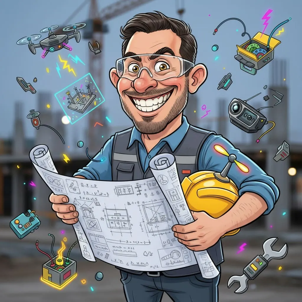 Professional editorial caricature portrait of a person in their work attire with slightly exaggerated features, New Yorker illustration style