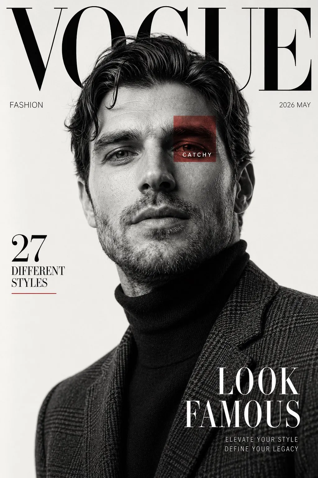 Luxury Fashion Magazine Cover Black and White