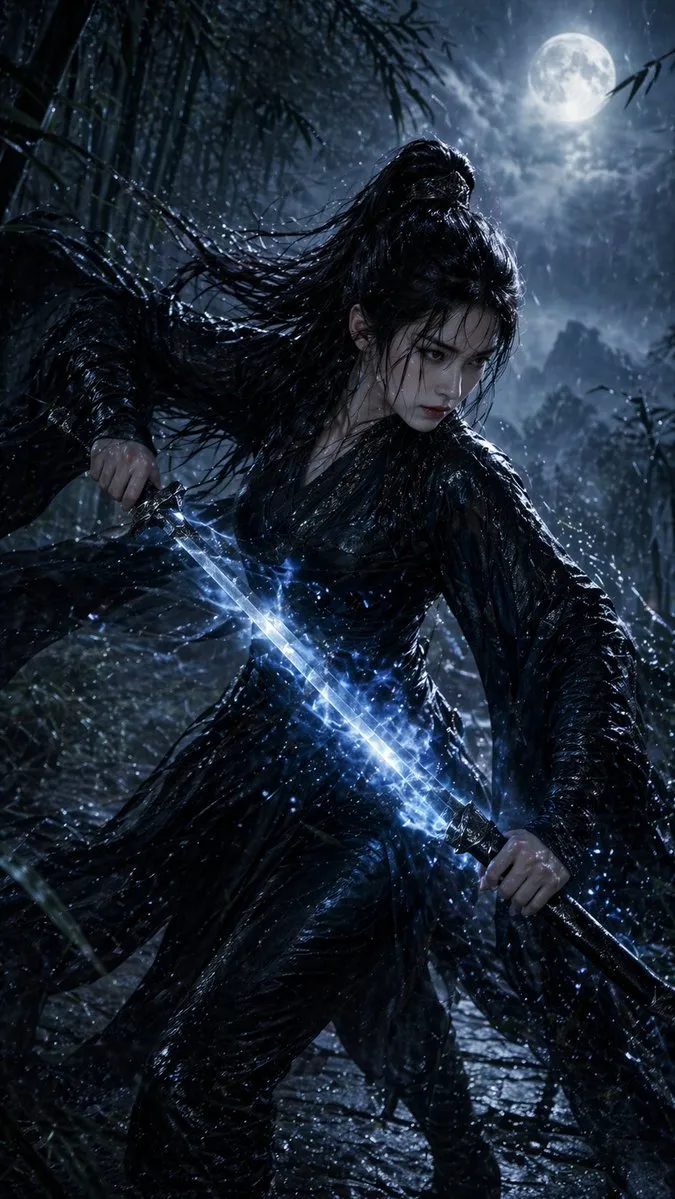 Vertical Wuxia Heroine Portrait